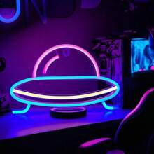 1pc LED Flying Saucer Neon Light, Gift For Friends, Birthday Scene Decor, Hanging Lamp With Battery/USB Power, Romantic Fairy Lights For Home, Holiday, Party, Bedroom, Kids Room, Living Room Decor