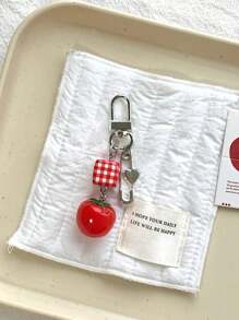 1pc Tomato Keychain Cute Fruit Design Fashion Accessories For Girls Versatile Use As Phone Strap Or Bag Charm Bridesmaid Gifts Bows - Red - View 1