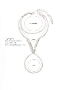 1pc Stylish Simple Silver-Color Rhinestone Full Finger Chain Bracelet