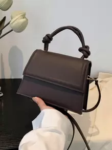 1 pièce Sac bandoulière de navetteur en PU de haute qualité de design de niche française, de couleur unie, polyvalent, nouvelle collection 2023 - Marron - Voir 2
