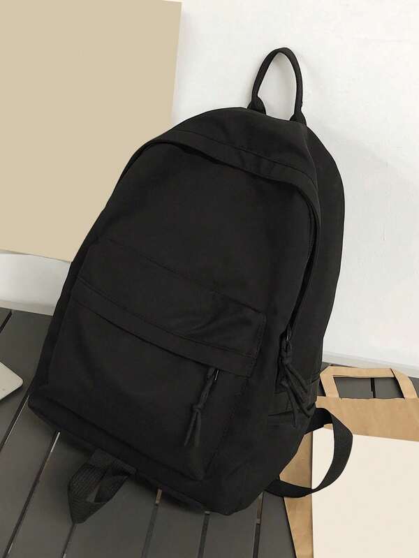 Herren schlichte, vielseitige wasser-resistente Rucksack, Schulrucksack für Reisen, College, Schule (Schwarz)