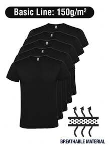 Roly Gói 5 áo phông tay ngắn Atomic (Giao hàng trong vòng 48 giờ) – Nhiều kích cỡ – Màu đen – 100% cotton, cổ tròn đôi, đường may gia cố, vải ống, áo phông cơ bản, áo phông unisex, áo phông giá rẻ. - màu đen - Xem 2