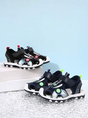 New Kids Boys' Sports Beach Sandals, Hook And Loop Closure Breathable & Comfortable, Lightweight Non-Slip Versatile Outdoor Sandals
