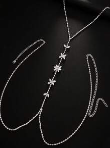 1pc New Fully Rhinestoned Butterfly Chest Chain, Sexy Bikini Body Chain, European & American Style