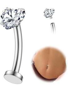 1pc Floating Titanium Belly Button Rings Hypoallergenic G23 Titanium Internally Threaded Belly Ring 14G Belly Piercings For Women Navel Piercings Jewelry
