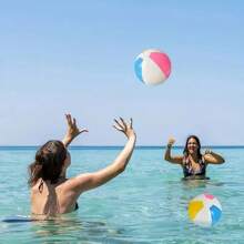 1 pieza/5 piezas/10 piezas Balones de playa inflables de PVC con panel blanco de 4 colores que alternan colores macaron, adecuados para playa de verano, fiesta de piscina, regalo, cumpleaños, decoración del hogar, flotadores inflables divertidos para adultos