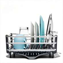 Over The Sink Dish Drying Rack,Aluminum Dish Rack, Gray