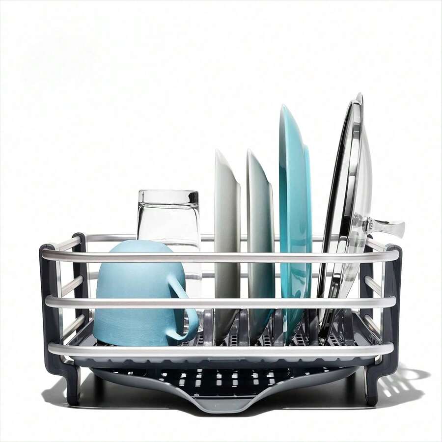 Over The Sink Dish Drying Rack,Aluminum Dish Rack, Gray