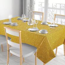 1pc Disco Thema Gradiënt Goudkleurige Tafelkleed, Wegwerp Plastic PE Tafelkleed Voor Feest, Bruiloft, Jubileum, Verjaardagsdecoratie