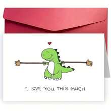 1张趣味爱情卡，情人节卡，周年纪念礼物，生日卡，“我爱你这么多”小企业用品，感谢卡，表达爱意的礼物，适合送给朋友、丈夫、男友、妻子、女友、家人、兄弟姐妹、父母、伴侣、同事、同学和最好的朋友，父亲节，母亲节，适合所有场合，复活节卡，愚人节卡，父亲节卡，母亲节卡 - 恐龍 - 查看 9