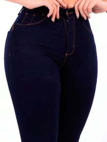 Women's Softened Skinny Jeans High Waist With Lycra Butt Lift - Màu xanh hải quân - Xem 1
