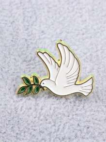 1 件和平橄榄枝胸针，优雅的珐琅徽章，适合背包、帽子和衣服的时尚别针，节日送给朋友的完美配饰礼物 - 白色 - 查看 5