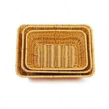 1 pièce Panier de rangement en rotin tressé rectangulaire fait main, plateau en osier réutilisable - pour les desserts, les encas, le pain - décoration de cuisine et de salon, chambre à coucher, pour la rentrée scolaire