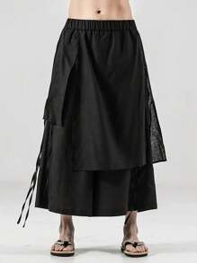 Men's Casual Loose Design Fashionable Pants - Black - View 4