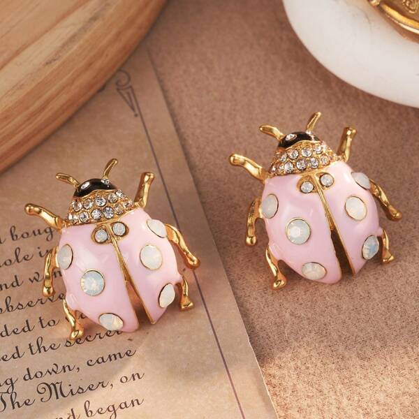 1 Pair Fashionable Delicate Beetle Animal Shaped Earrings, Gift For Women