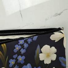 1 pieza Bolsa de maquillaje con estampado de girasol, estuche de cosméticos con flores rojas, blancas y azules, adecuado como regalo de festival