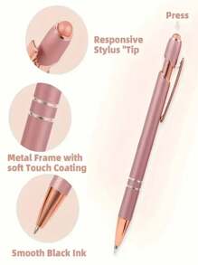 21-56 Stück/Set Metall Kugelschreiber mit einziehbarer Spitze und Touchscreen-Stylus - Reibungsloser Schreibfluss, rutschfester Griff, kompatibel mit verschiedenen Geräten, inklusive schwarzer Tintenpatrone, geeignet für den täglichen Gebrauch