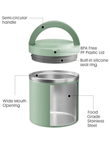 Meoky 1pc Stainless Steel Insulated Food Container With Handle - Keeps Food Warm/Cold, Portable Design, Suitable For Home And Office, Fashionable And Practical - Green-630ml - View 4