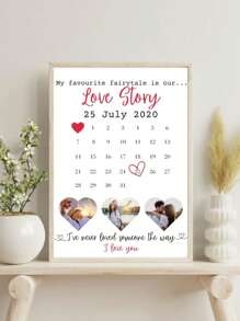 1pc Personalized Couple Photo Collage, Vintage Home Decor,My Favourite Fairytale Is Our Love Story Gift, Personalized Photo Paper Gift, Custom Anniversaries/Valentine's Day/Children's Day/Father's Day/Graduation/Wedding/Housewarming Gift, Custom Poster, Custom Photo Hanging Paintings, Gift For Mum, Gift For Her,Custom Romantic Wall Art,Birthday Christmas Home Living Room Decoration Hanging Paintings,No Frame Gifts