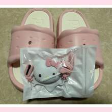 Sanrio Women's Slippers For Indoor Home Use, Anti-Slip Bathroom Shower Sandals. Anti-Slip And Anti-Odor Slippers For Summer Outdoor Wear. Fashionable Cat Design Suitable For All Seasons, Waterproof, Anti-Slip, Deodorizing, Quick Dry, For Indoor And Outdoor Use