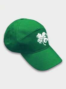 Fashion Casual Streetwear, St Patrick's Day Lucky Four-Leaf Clover Print, Sunscreen Outdoor Sports Cap, Unisex Design, Suitable For Daily Use, Spring And Summer Men And Women's Models