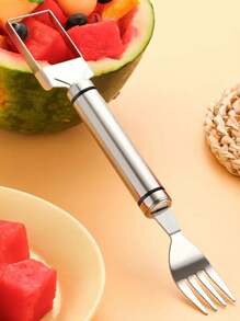 1 件/2 件一体式西瓜切刀，不锈钢二合一水果刀叉切片机，双头夏季水果切割工具，适用于家庭