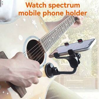 [Rotación de 360 grados] Soporte de teléfono móvil para guitarra y ukelele con rotación de 360 grados | Material ABS | Impermeable, montaje con ventosa, multidireccional | Soporte de teléfono móvil para coche y escritorio | Fácil de instalar y quitar