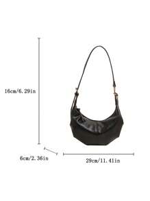 1pc Plain Color PU Shoulder Bag, Fashion High Capacity Crescent-Shaped Handbag Suitable For Women Outfit And Outdoor Shopping