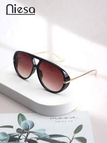 1 Stück Damen Piloten-Rahmen Metallbein PC (Polycarbonat) modische Modebrille für Strand, Party, Reisen, einfarbig, Boho-Stil, geeignet für alle Jahreszeiten für Sommerurlaub am Strand, Outdoor, Reisen