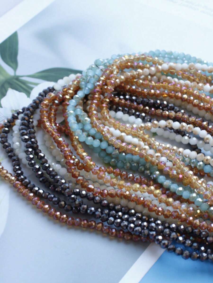 1pc/10pcs Fashion Minimalist Bright Color Glass Crystal 4mm Flat Beads Jewelry DIY Craft Supplies