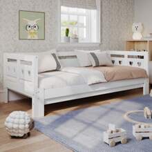 Daybed Cabin Bed Wooden 3FT Single Sofa Guest Bed Sofa Bed, Pull Out Trundle Wooden Bed Heart-Shaped For Children Adults Bed For Living Room And Bedroom -90 X190 Cm -White - 白色 - 查看 2