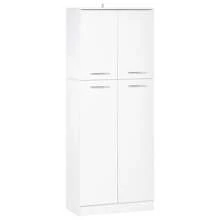 HOMCOM HOMCOM Armario Alto de 2 Puertas Mueble Auxiliar de Almacenaje Multifuncional con 5 Estantes y Baldas Ajustables Moderno para Salón Dormitorio Cocina 59x31x155 cm Blanco