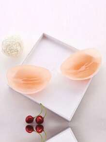 2pairs/Set Apricot Color Push Up Adhesive Bra Cups With Silicone And Thick Padding For Strapless Wedding Dress, Backless Dress, And Low Cut Outfits - Apricot - View 1
