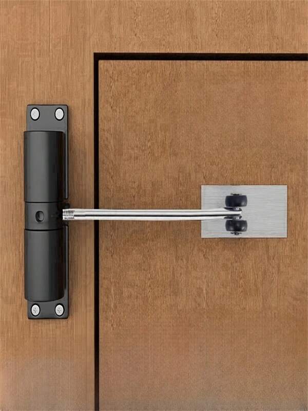 Stainless Steel Automatic Door Closer, Adjustable Strength, Brushed Metal Finish, Touch/Remote Control, Heavy Duty Spring, Surface Mounted For Interior/Exterior Use, Black/White
