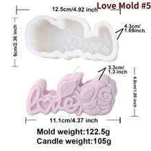 情书蜡烛硅胶模具3D爱心玫瑰花香薰蜡烛香皂石膏模具DIY情人节礼物家居婚礼装饰工具 - 白色 - 查看 13