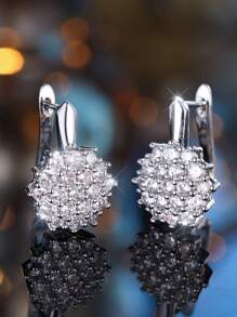 1 Par de Pendientes de Lujo con Circonita de Girasol y Copo de Nieve, Adecuados para Bodas, Damas de Honor, Esposa, Hija, Regalo del Día de San Valentín