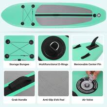 Pirecart 11/12FT Inflatable Stand Up Paddle Board, Ultra-Light Paddleboard With 3 Fins, Paddle, Leash, Carry Bag, For All Skill Levels - Green-12FT - View 3