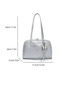 Solid Color Casual PU Women's Handbag, Large Capacity, Versatile Fashion Lady's Shoulder Bag, Candy Color Minimalist Lightweight Bag, Suitable For College Students, Fashionistas, Working Women, Office/Campus/Shopping