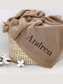 80cm*100cm Customized Embroidered Children's Stroller Blanket, Knitted Nap Blanket, Adult Sofa Throw Blanket, Swaddle Wrap, Photography Prop, Customizable Letter, Air Conditioning Blanket