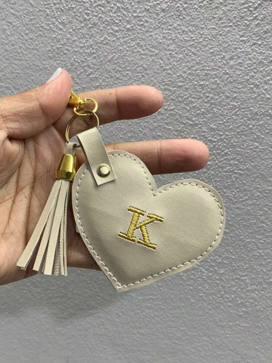 Personalized Keychain With Initial - Beżowy - Zobacz 1