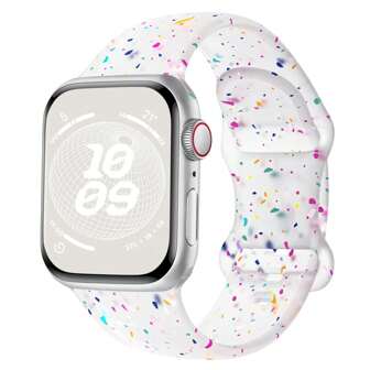 Sport Band Compatible With Apple Watch Band 38mm 40mm 41mm 42mm 44mm 45mm 46mm 49mm For Women Men,Color Flakes Soft Clear Silicone Strap Compatible With IWatch Series Ultra SE 11 10 9 8 7 6 5 4 3 2 1