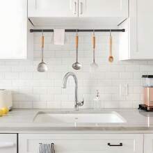 FEPK 1 szt. Wielofunkcyjny, rozsuwany drążek na zasłony, łatwy montaż, odpowiedni do łazienki, kuchni, parapetu, balkonu, salonu, może być używany jako drążek na zasłony, drążek podtrzymujący szafę, suszarka do ubrań, dekoracja świąteczna - Wielokolorowe - Zobacz 12