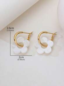 一对极简主义镂空亚克力白色环形耳环，适合女性日常佩戴，也可作为赠友礼物。此产品价格低廉，请仔细查看后再购买。 - 白色五花 - 查看 4