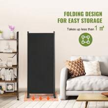 Room Or Office Divider, 1-4 Panel Room Divider And Folding Privacy Screen, Fabric Partition, Noise Reduction And Room Divider, With Or Without Wheels, For Office, Bedroom, Dining Room, Study, Freestanding, Black, White, Light Grey, Beige, Light Blue, Brown Or Dark Grey - 102*71 inch, màu đen, 3 tấm - Xem 5
