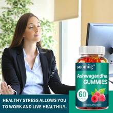 SOOMIIG KSM-66 Ashwagandha Dietary Supplement Gummies, Containing 50mg Of Raspberry, Support Mood Health, Suitable For Both Men And Women, 60 Gummies. - 1瓶 - 查看 4