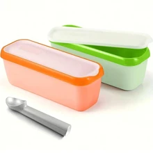Rectangular Ice Cream Box, Ice Cream Storage Container With Lid And Spoon, 1.5 Quart Reusable Ice Cream Container, Homemade Ice Cream Bucket, Freezer Container, Red / Orange / Purple / Mint Green / Green Available In Various Colors, Stackable Design, Double-Layer Insulation, Insulation, Dishwasher-Friendly - Multicolor - View 11
