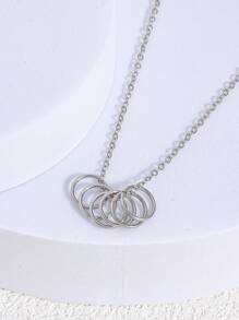 1pc Minimalist Dual Color (Gold And Silver) Circular Pendant Necklace