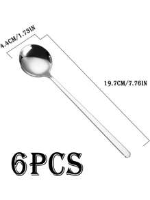 6 pièces Cuillères rondes en acier inoxydable, grandes cuillères à soupe, cuillères rondes pour marmite en pierre, grandes cuillères à café rondes