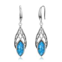 Pendientes colgantes de ópalo para mujer, pendientes de plata de ley 925 con nudo celta, pendientes de gancho para pesca, joyas de cumpleaños como regalo para ella
