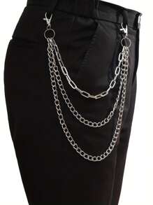 Multi-Layer Metal Waist Chain, Punk Style, Elegant And Fashionable, Silver Metallic Waist Chain, Suitable For Christmas, Thanksgiving, Valentine's Day Gifts, Suitable For Teen, Summer Casual Outdoor Athletic Or Vacation Travel Or Graduation Gifts Or Birthday Dress Accessories Or Daily Wear